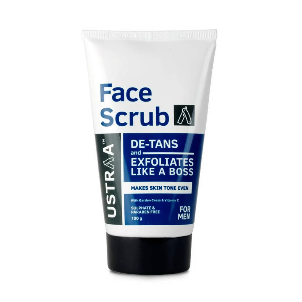 Ustraa Face Scrub tube on a white background