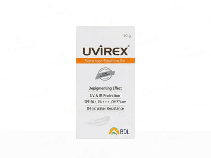UVIREX sunscreen emulsion gel packaging on a white background