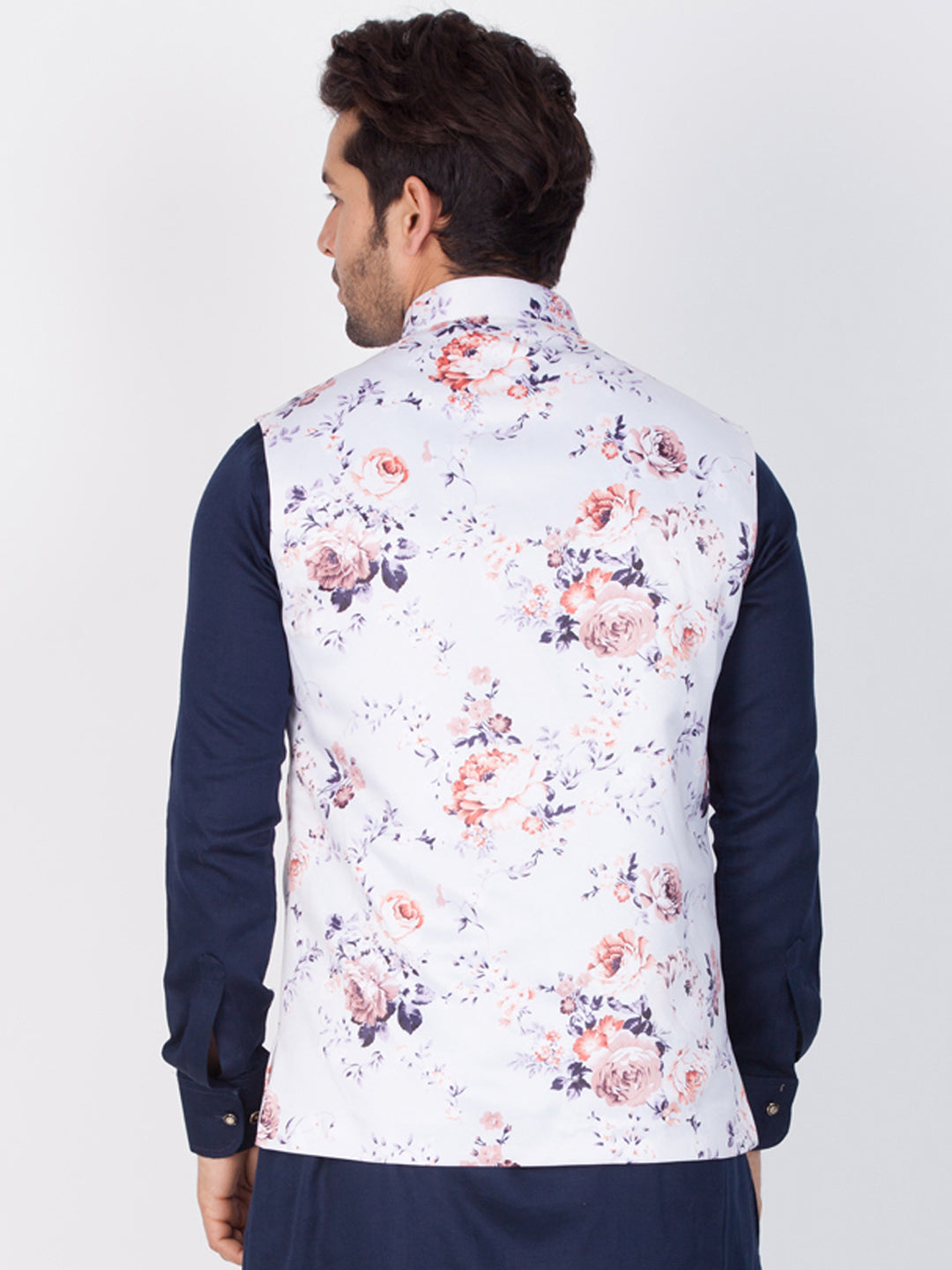 VASTRAMAY Men's Multicolor Cotton Silk Blend Ethnic Jacket