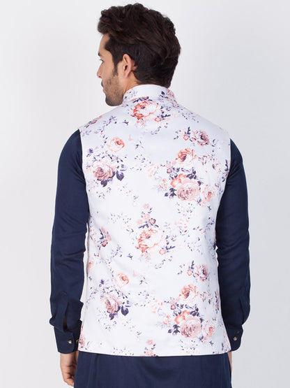 VASTRAMAY Men's Multicolor Cotton Silk Blend Ethnic Jacket