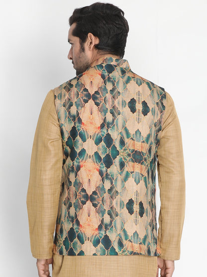 VASTRAMAY Men's Multicolor Silk Blend Ethnic Jacket