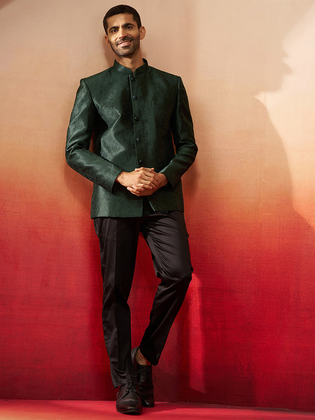 Vastramay Men Bottle Green Silk Jodhpuri