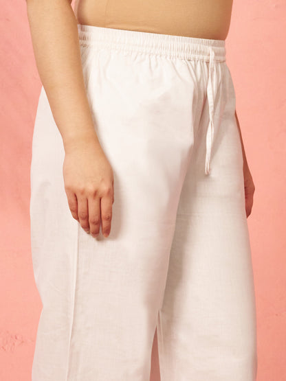 Women's White Cotton Afghani Salwar