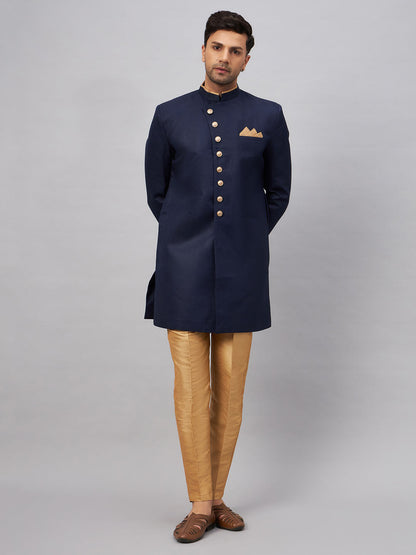 Men's Navy Blue Indo Western Set