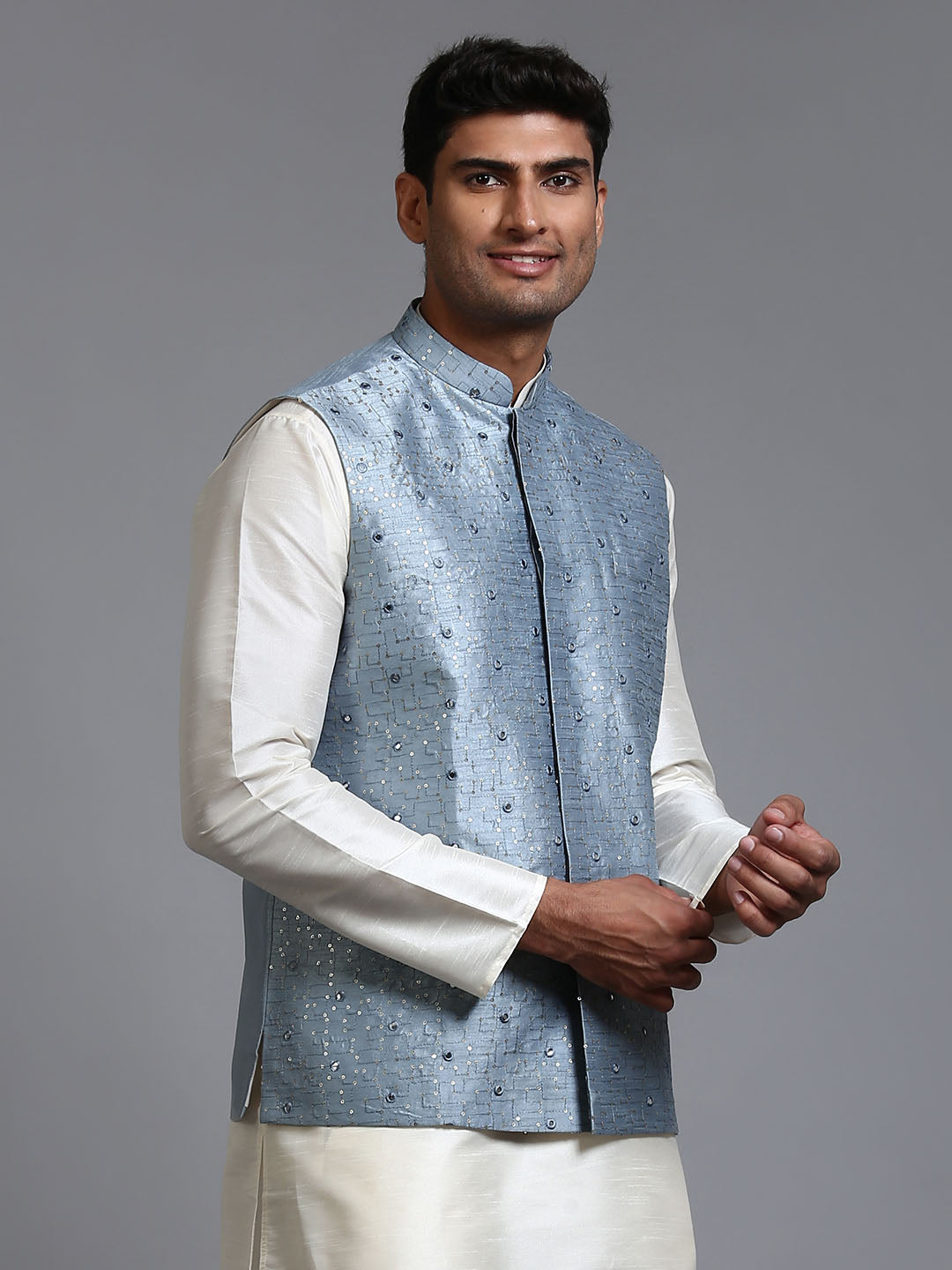 Men's Grey Embellished Jacket