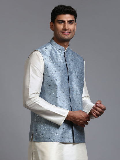 Men's Grey Embellished Jacket