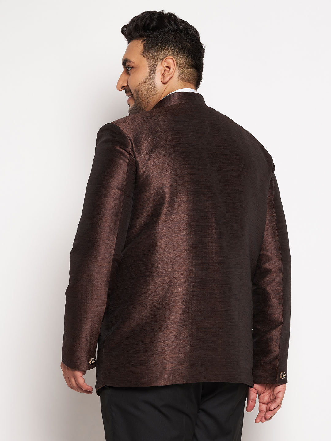 Plus Size Men's Coffee Silk Blend Jodhpuri