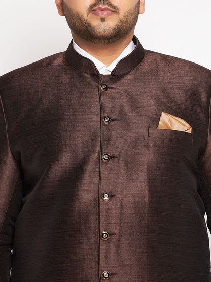 Plus Size Men's Coffee Silk Blend Jodhpuri
