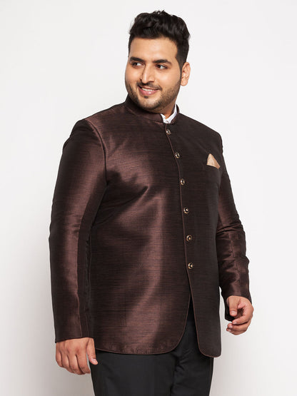 Plus Size Men's Coffee Silk Blend Jodhpuri