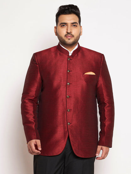 Plus Size Men's Maroon Silk Blend Jodhpuri