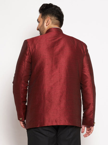 Plus Size Men's Maroon Silk Blend Jodhpuri