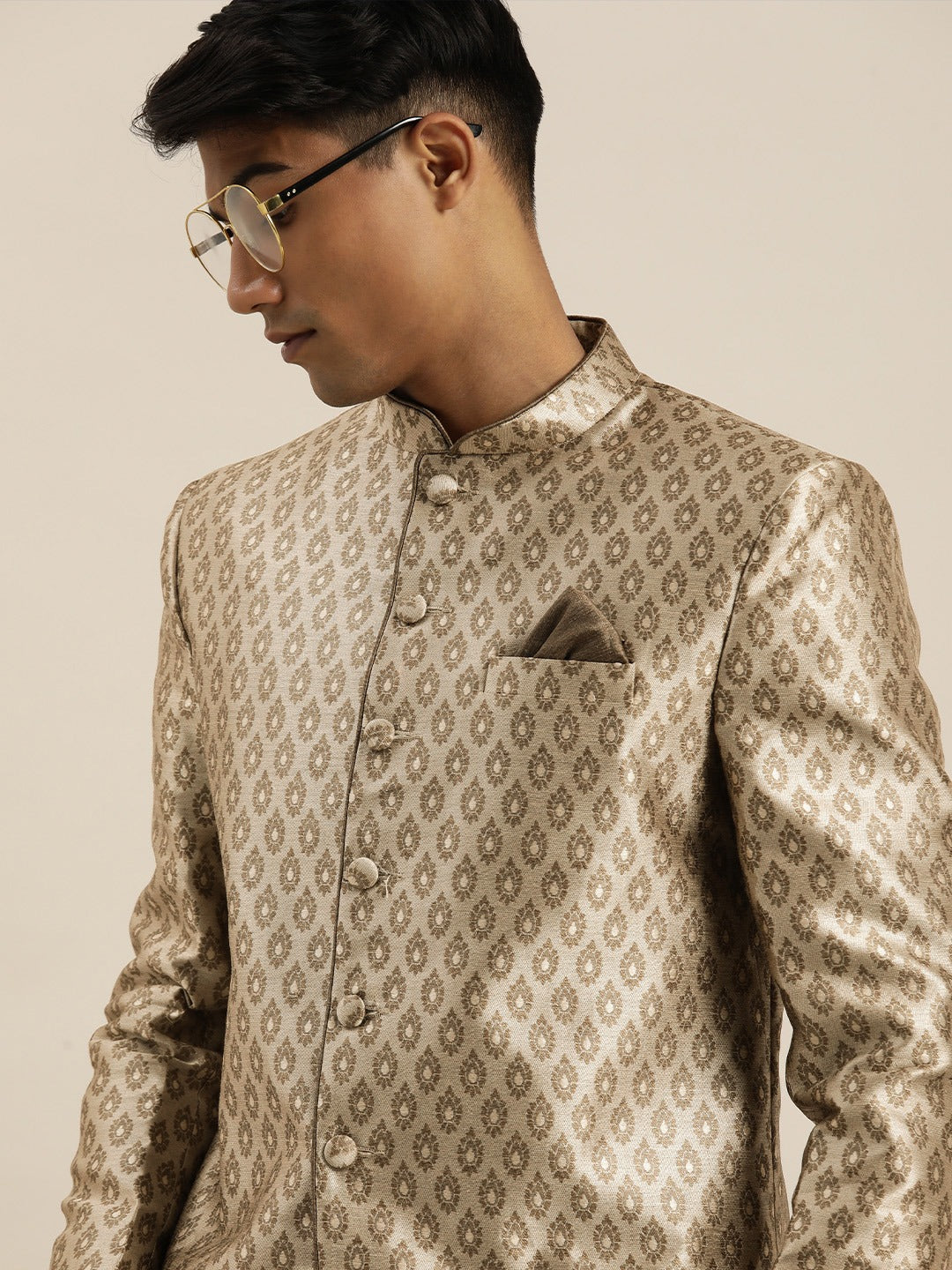 Men's Coffee Ethnic Woven Jodhpuri