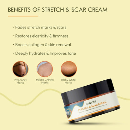 Wellwith Stretch & Scar Cream with Seabuckthorn Oil, Licorice & Hyaluronic Acid