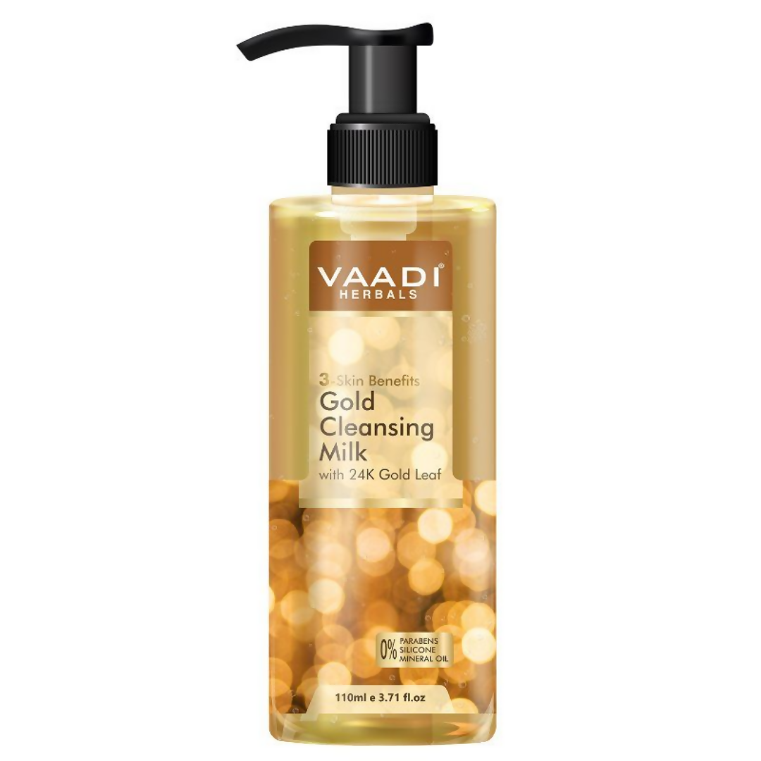Vaadi Herbals Gold Cleansing Milk bottle on a white background