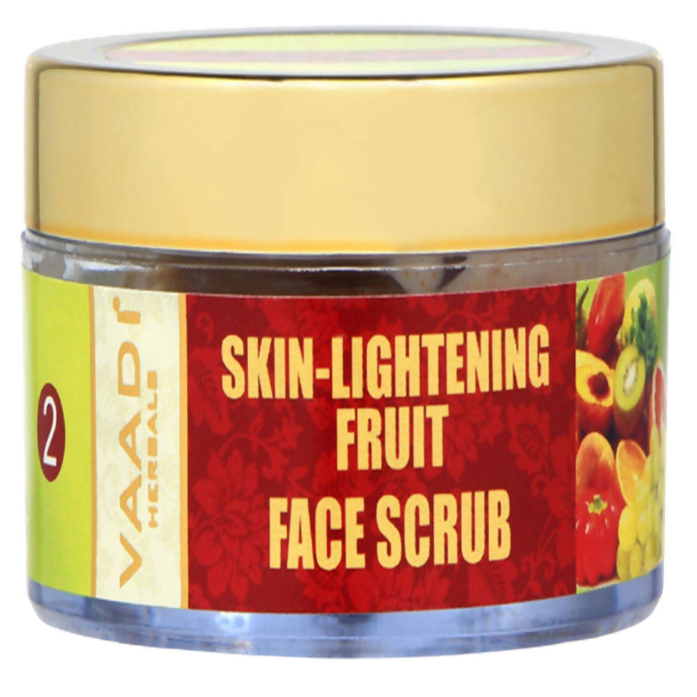Jar of skin-lightening fruit face scrub with colorful label