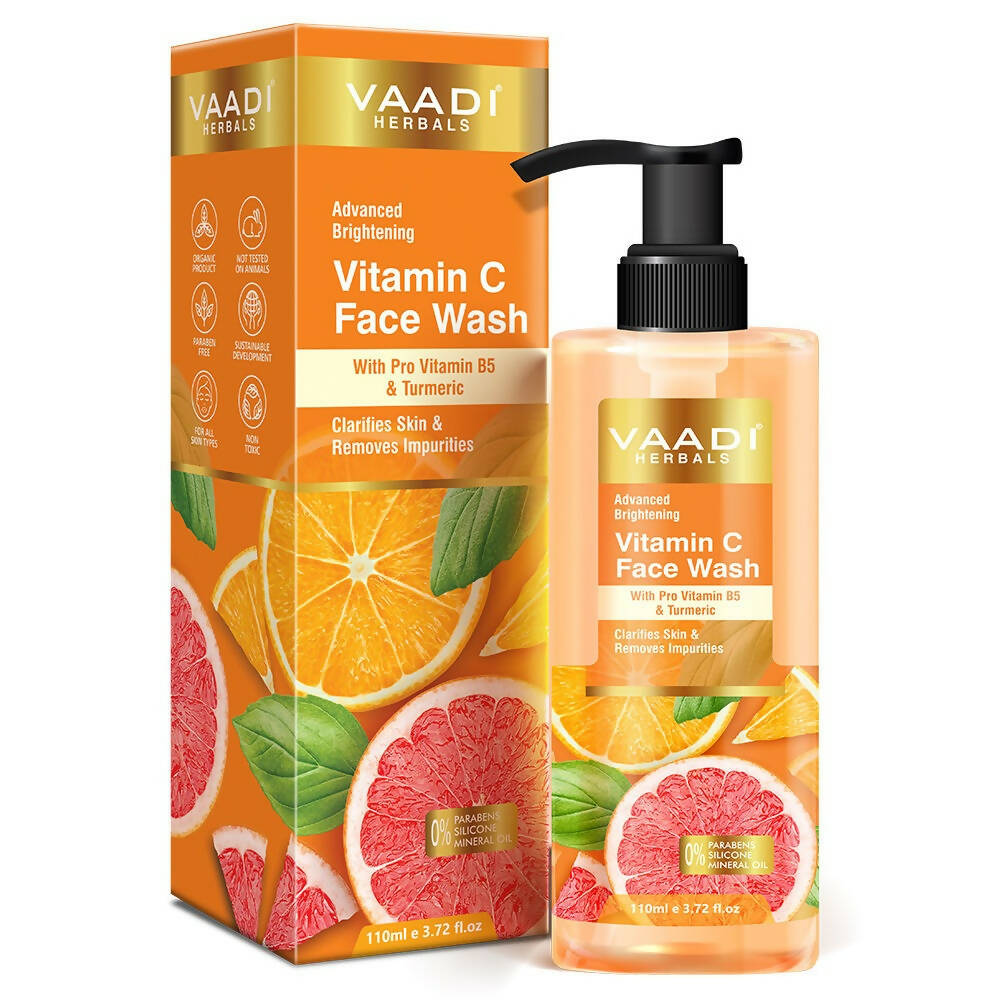 Vaadi Herbals Vitamin C Face Wash packaging with pump bottle on a white background