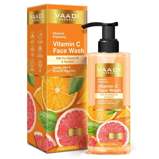 Vaadi Herbals Vitamin C Face Wash packaging with pump bottle on a white background