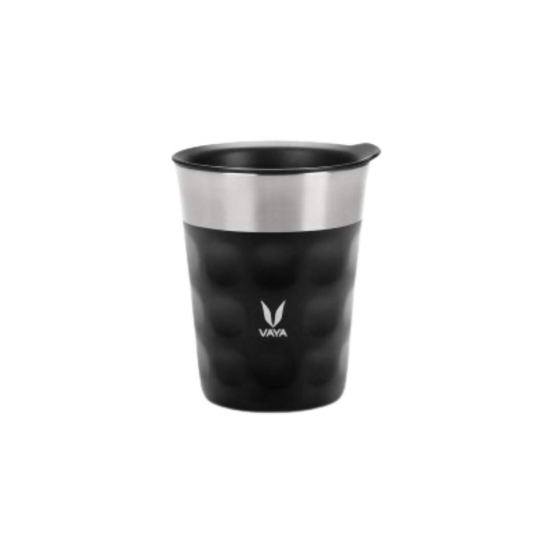 Black and silver cup with VAVA logo on a white background