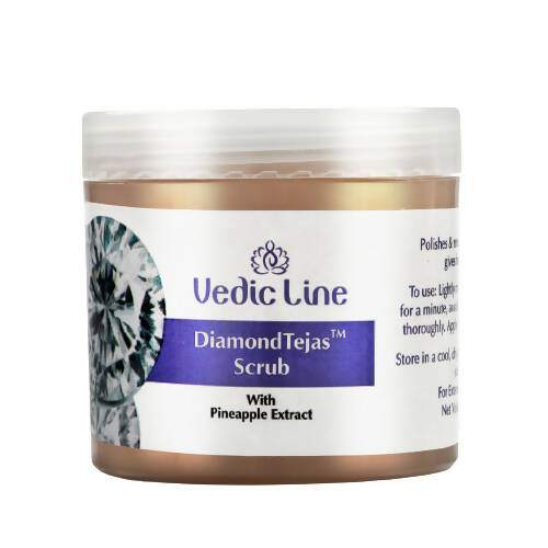 Vedic Line Diamond Tejas scrub container with white lid on a white background