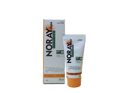 Norax sunscreen tube and box on a white background