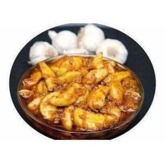 Bowl of food with mushrooms on a white background