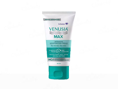 Venusia Max moisturizing cream tube on a white background