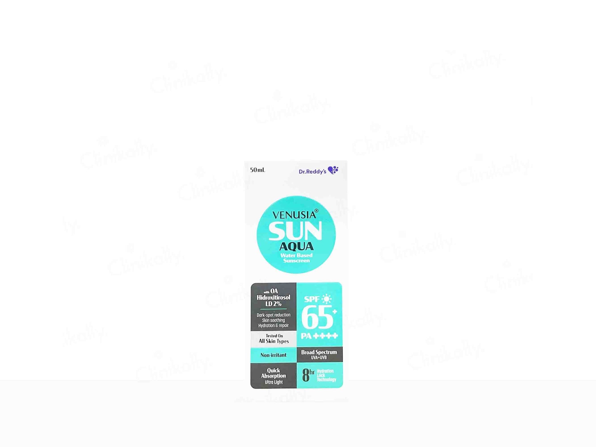 Venusia Sun Aqua sunscreen packaging on a white background