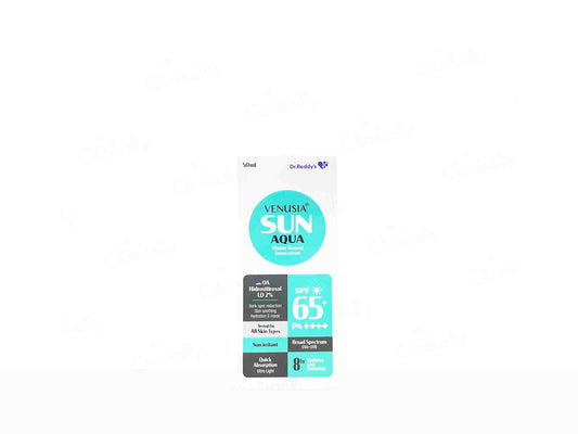 Venusia Sun Aqua sunscreen packaging on a white background