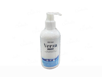 White bottle with pump labeled 'Verza' on a white background