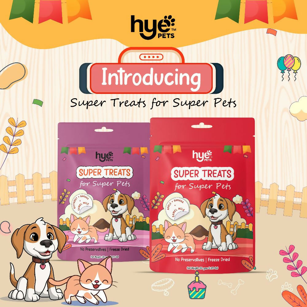 Hye Pets Super Treats For Super Pets – Freeze Dried Treats Made With Camel Milk, Apple & Banana