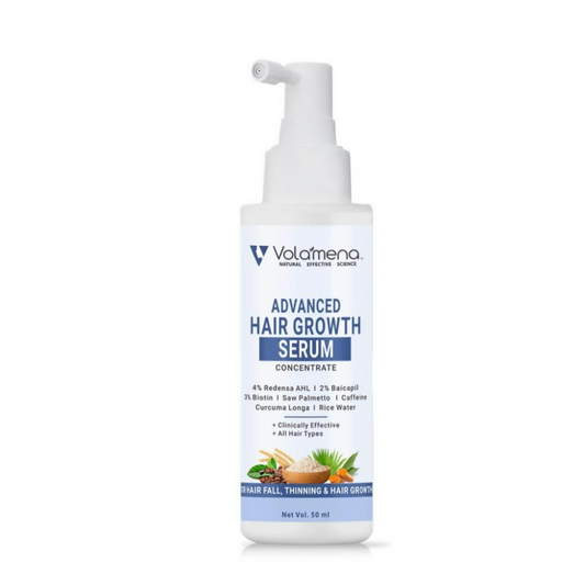 Vola'mena Advanced Hair Growth Serum bottle on a white background
