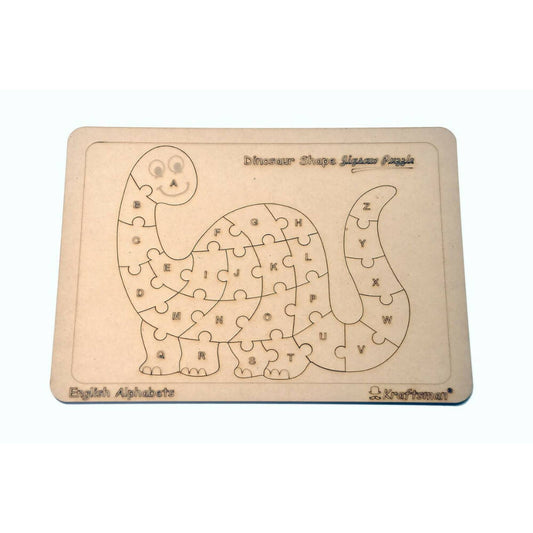 Kraftsman English Alphabets Wooden Jigsaw Puzzles Dinosaur Shape Puzzle | Color Kit Included