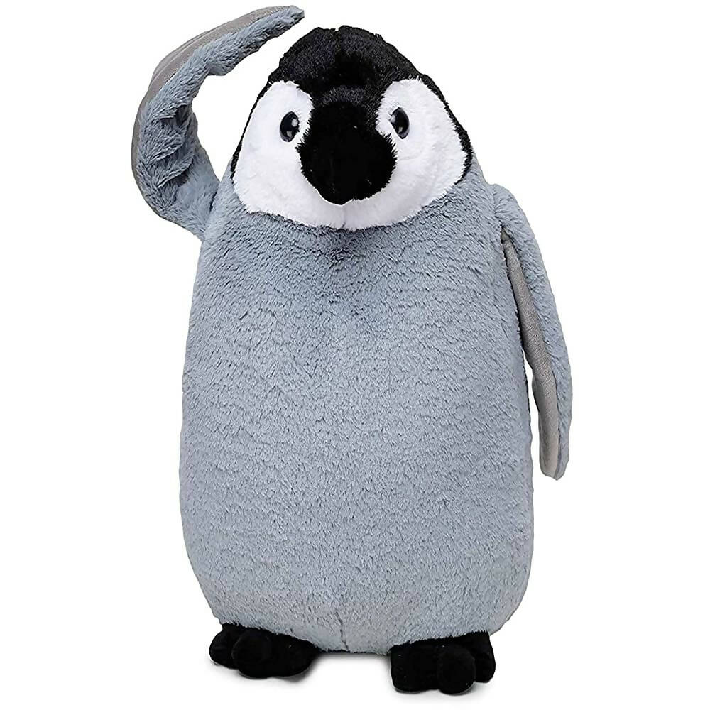 Plush penguin toy on a white background