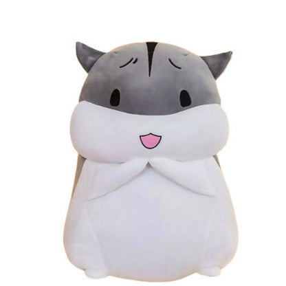 Plush toy with a gray and white design on a white background