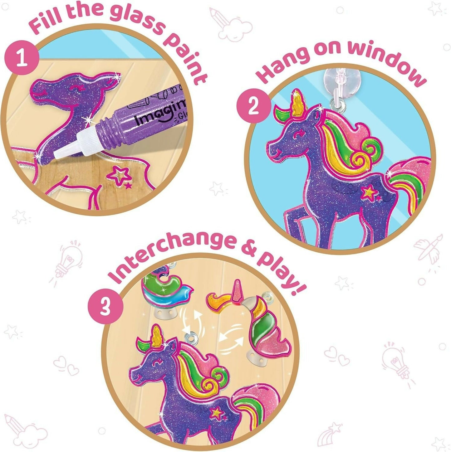 Imagimake Window Art Princess & Unicorn Suncatcher Kit Unicorn Toys for Girls Age 5-8 Craft Kits