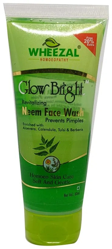 Wheezel Glow Bright Neem Face Wash tube on a white background