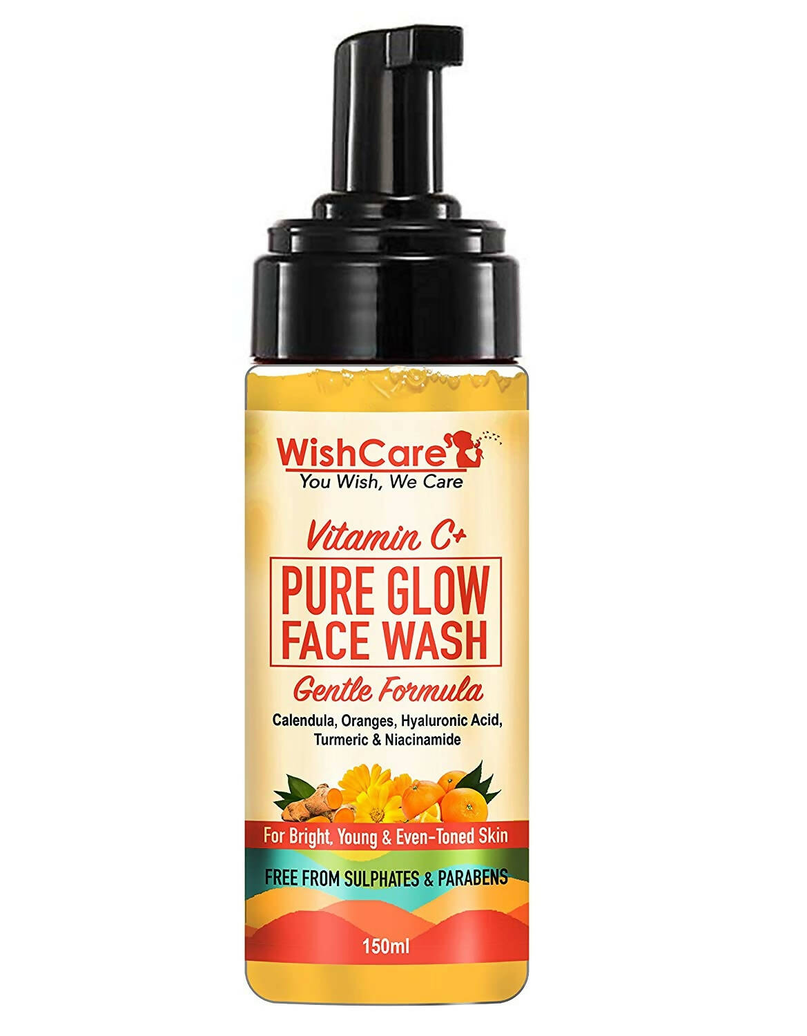 WishCare Vitamin C Pure Glow Face Wash bottle on a white background