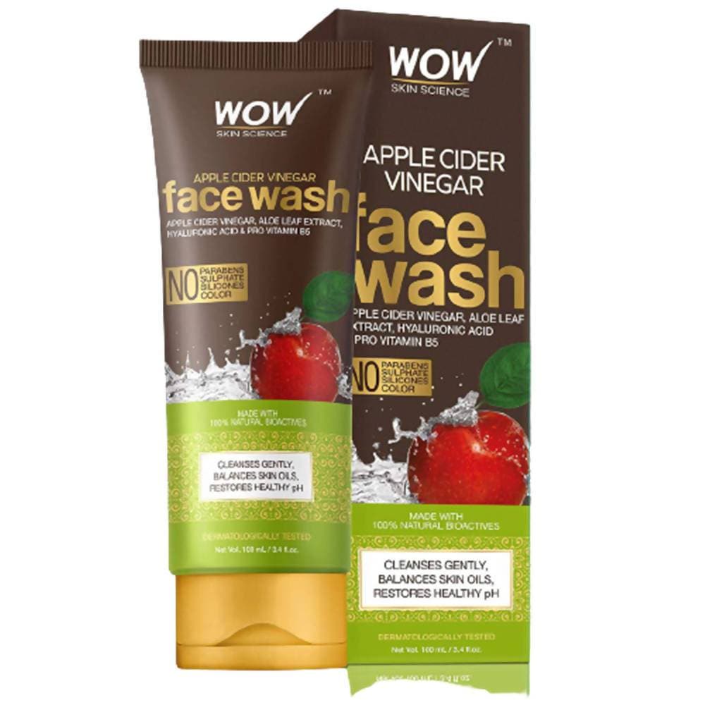 Wow Skin Science Apple Cider Vinegar face wash packaging on a white background