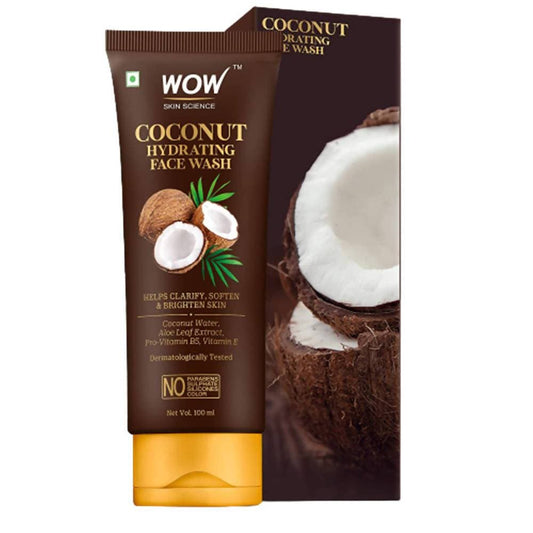 COCONUT HYDRATING FACE WASH by WOW Skin Science with packaging on a white background