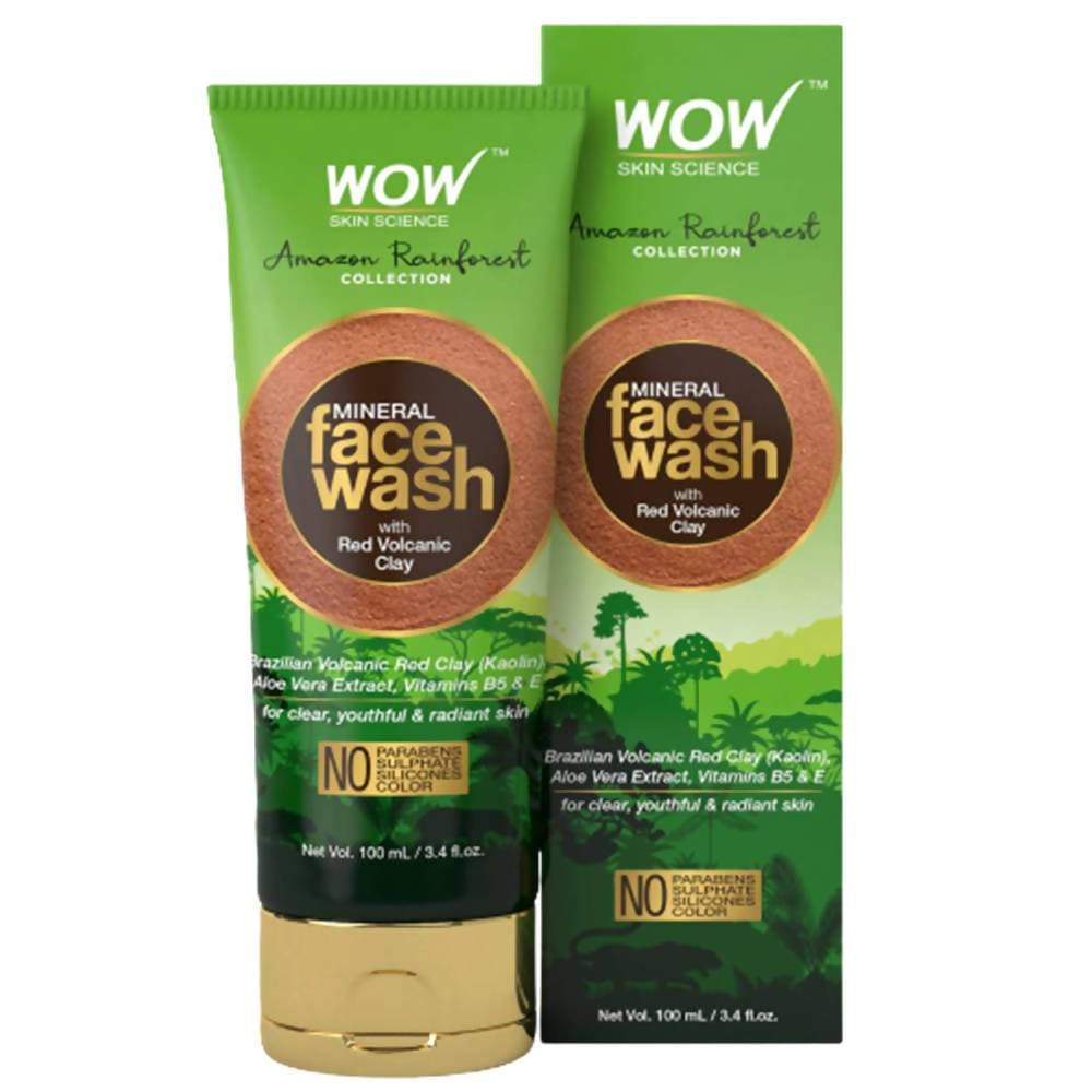 Mineral face wash with packaging from WOW Skin Science on a white background