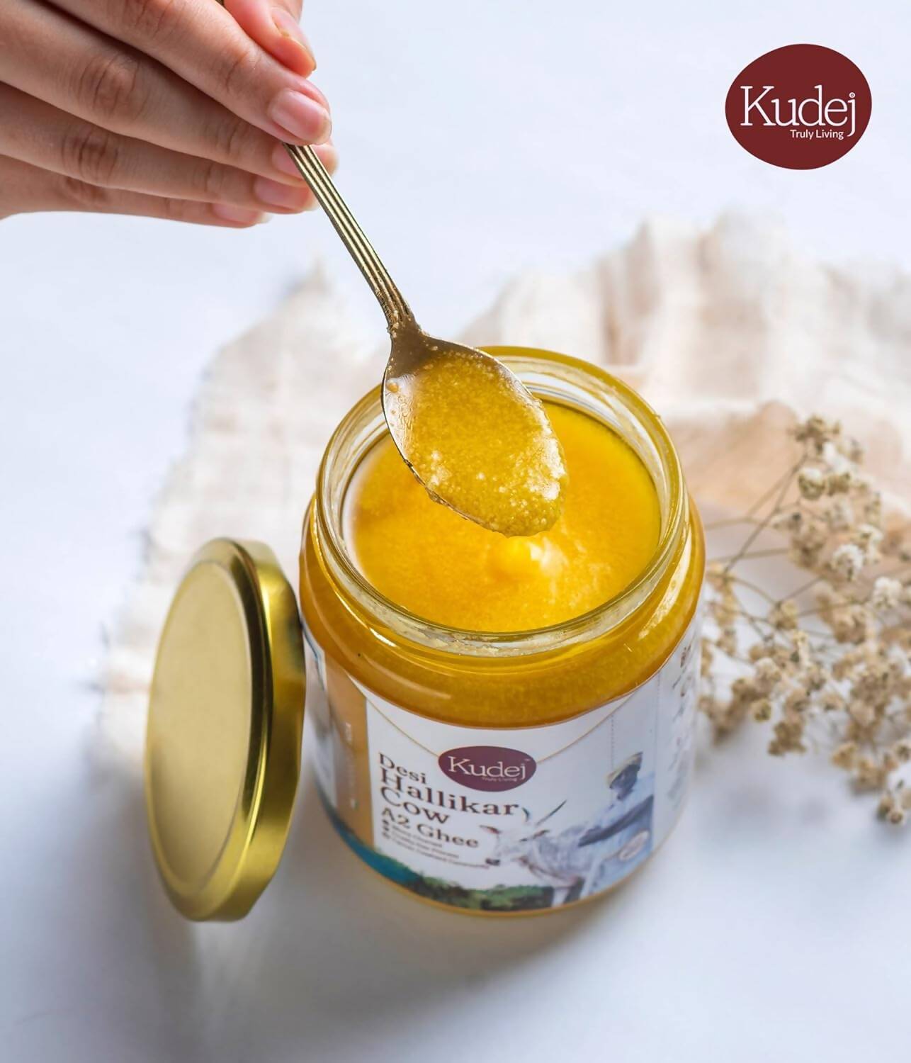 Kudej Desi Hallikar Cow A2 Ghee | Organic Desi Gir Cow Ghee |  Made From Grass Fed Cow's Milk