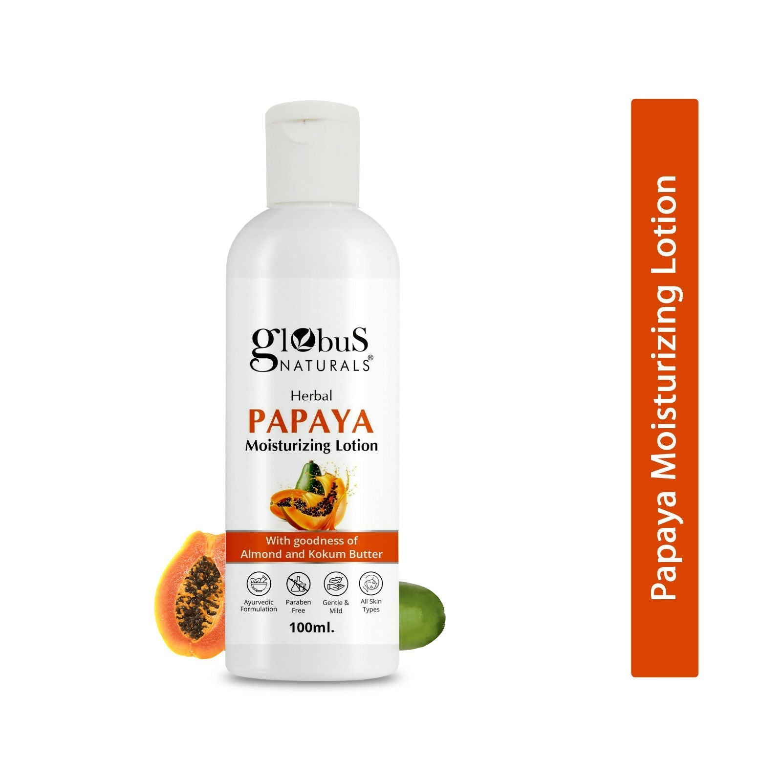 Globus Naturals Herbal Papaya Moisturizing Body Lotion For Nourishment, Glowing & Youthful Skin, All Skin Types