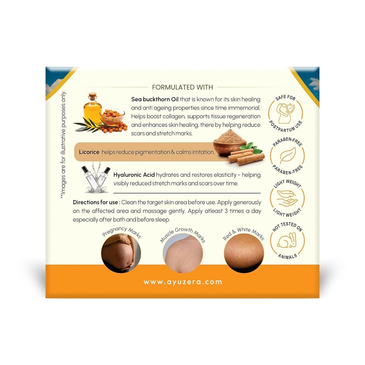 Wellwith Stretch & Scar Cream with Seabuckthorn Oil, Licorice & Hyaluronic Acid