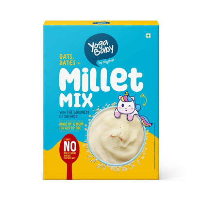 Yoga Baby Millet Mix packaging with a blue and yellow design.