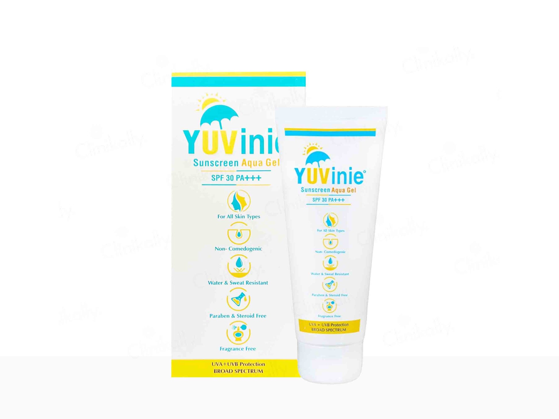YUVINIC sunscreen gel packaging on a white background