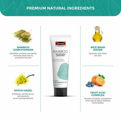 Swisse Skincare Bamboo Skin Refining Exfoliator With Witch Hazel & Rice Bran Water