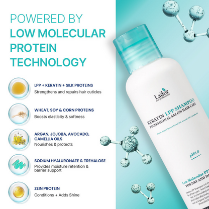 La'dor Keratin LPP Korean Shampoo - Sulfate-Free, Keratin-Safe Protein Shampoo for Frizz-Free Hair