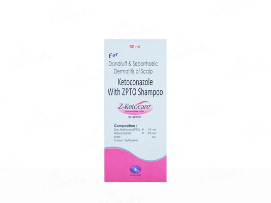 Ketoconazole with ZPTO Shampoo packaging on a white background