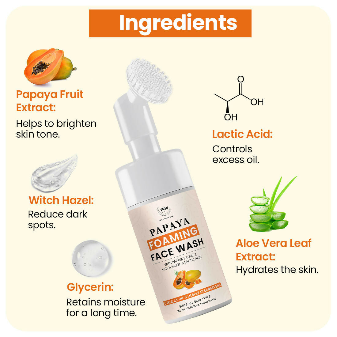 The Natural Wash Papaya Foaming Face Wash