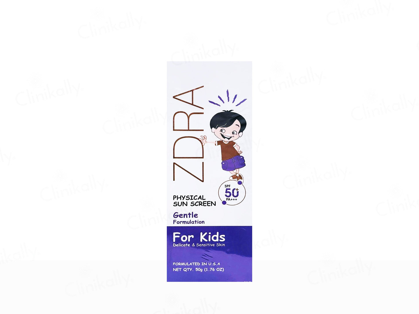 Zdra physical sun screen for kids packaging on a white background